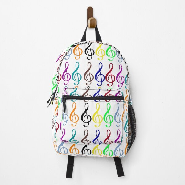 Item preview, Multicolored treble clefs (g clefs) in small geometric repeated tiled design pattern designed and sold by ElegantTeaTime.