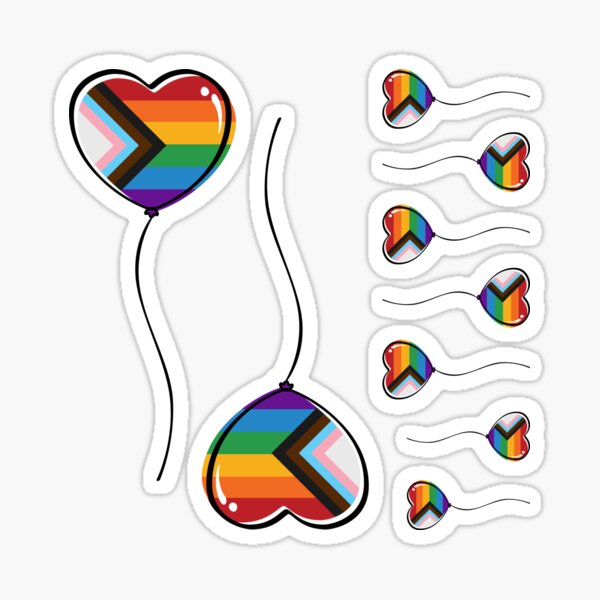 Progressive LGBTQ Rainbow Pride Minimalist Heart Balloon Sticker