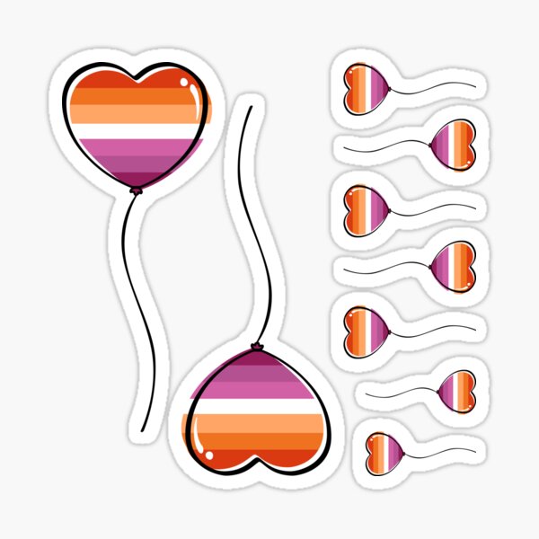 Lesbian Pride Minimalist Heart Balloon Sticker