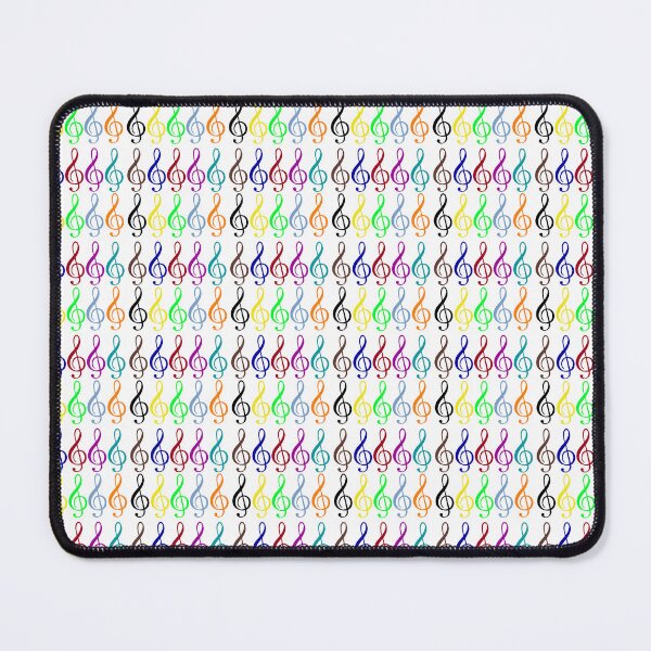 Item preview, Multicolored treble clefs (g clefs) in tiny geometric repeated tiled design pattern designed and sold by ElegantTeaTime.