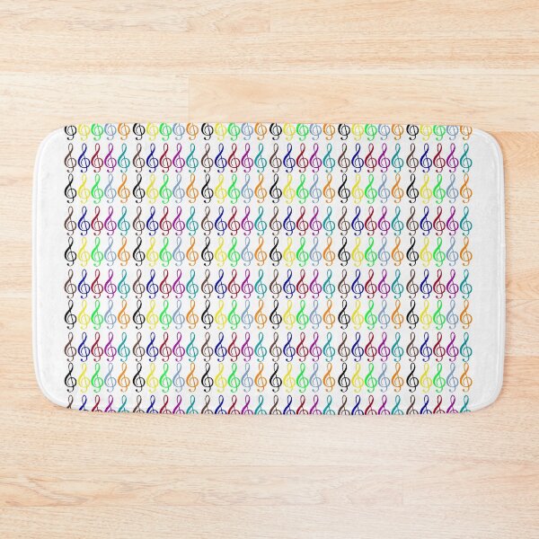 Item preview, Multicolored treble clefs (g clefs) in tiny geometric repeated tiled design pattern designed and sold by ElegantTeaTime.
