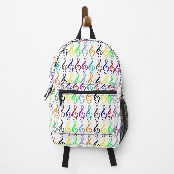 Item preview, Multicolored treble clefs (g clefs) in tiny geometric repeated tiled design pattern designed and sold by ElegantTeaTime.