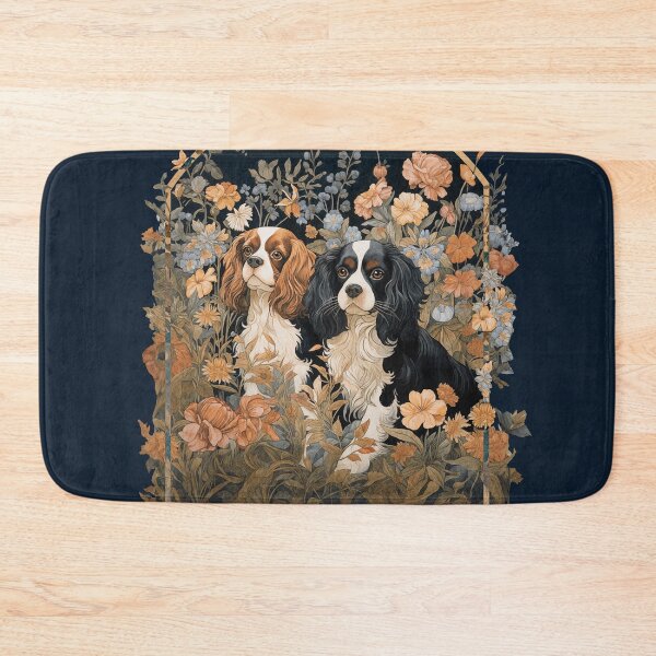 Item preview, Cavalier King Charles Spaniels Vintage Floral designed and sold by AntiqueImages.