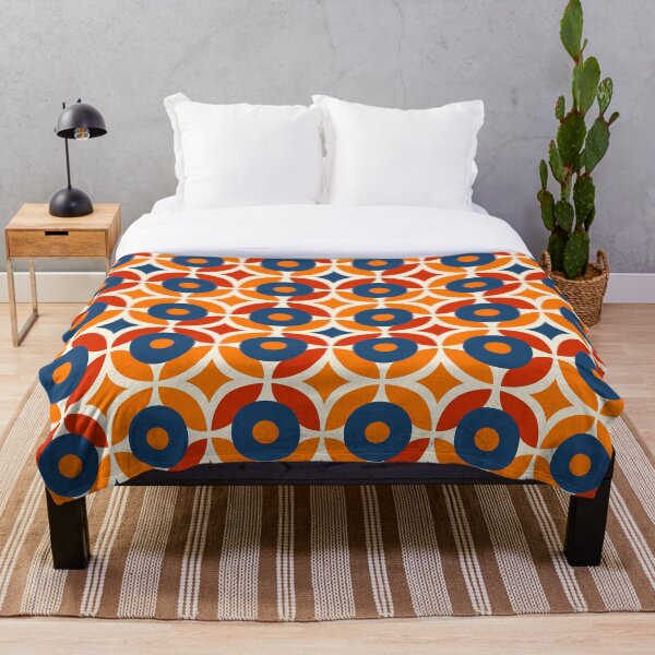 Item preview, Retro Atomic Orange Bloom - Geometric Patterned Art Print designed and sold by CognitiveShift.