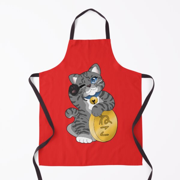 Item preview, Gray Tabby Maneki Neko Blue Eyes Eyes Blue Collar designed and sold by Xyluxus.