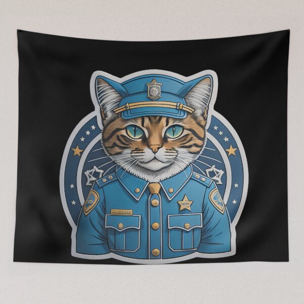 Item preview, police cat designed and sold by cuatrilenio.
