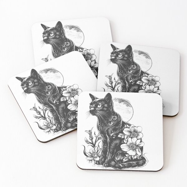 Item preview, Cat lover | cat with floral tattoo | Gift for cat owner designed and sold by CatsOwnUs.