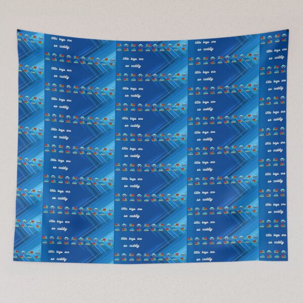 Item preview, geometric blue lines and colourful toys designed and sold by Naureen-w-a.