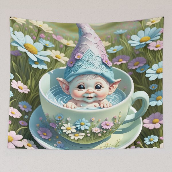 Item preview, Cute Baby Gnome Bathing in a Tea Cup designed and sold by Bright-Moonrise.