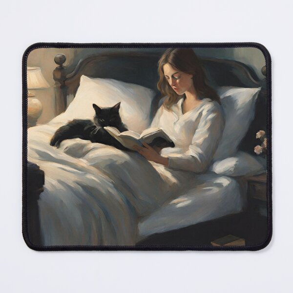 Item preview, Woman Reading In Bed With A Cat designed and sold by echowood26.