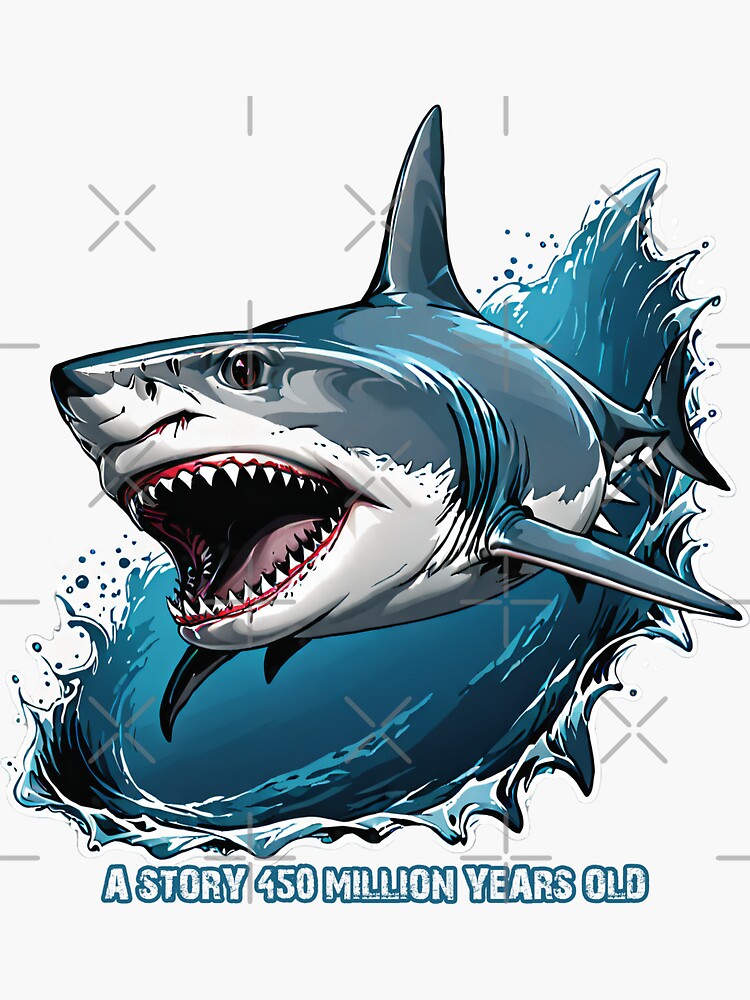 Thumbnail 3 of 3, Sticker, Shark (A Story 450 Million Years Old) designed and sold by KeopsMurat.