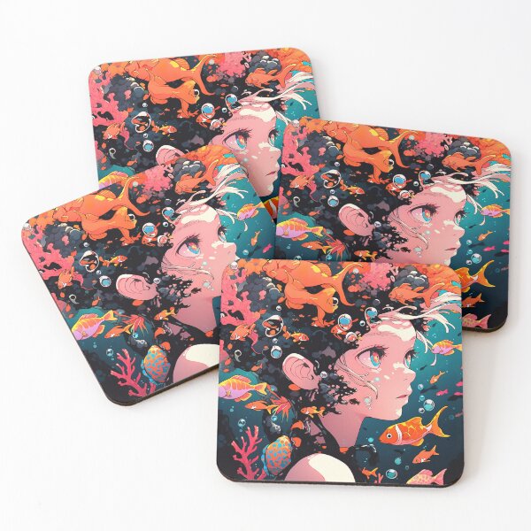 Item preview, Underwater Coral Reef Fantasy Anime Girl designed and sold by bubblegoth.