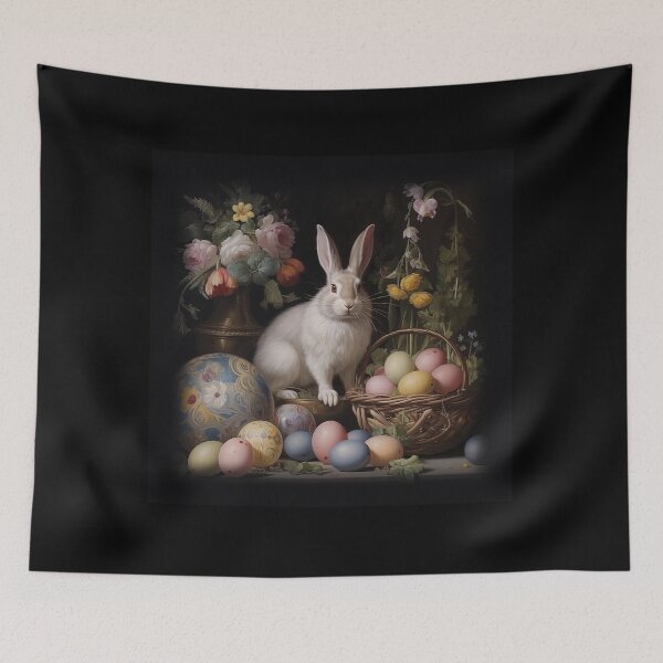 Item preview, Easter Bunny Surrounded by Colored Eggs and Flowers designed and sold by PetitesEtoiles.