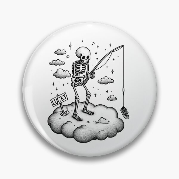 Item preview, Lucky Skeleton Fishing on a Cloud designed and sold by DarkDoodlDesign.