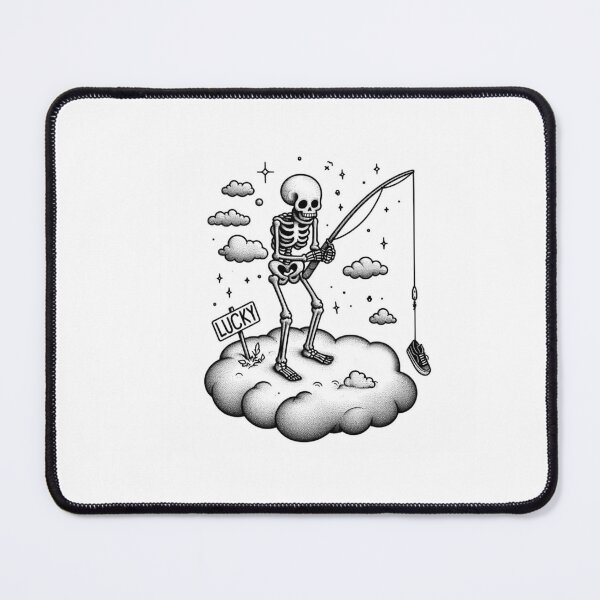 Item preview, Lucky Skeleton Fishing on a Cloud designed and sold by DarkDoodlDesign.