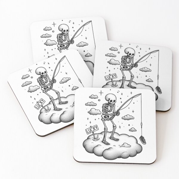 Item preview, Lucky Skeleton Fishing on a Cloud designed and sold by DarkDoodlDesign.