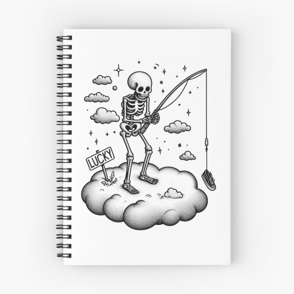 Item preview, Lucky Skeleton Fishing on a Cloud designed and sold by DarkDoodlDesign.