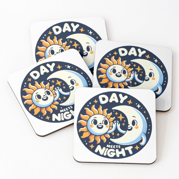 Item preview, Day Meets Night: Cheerful Sun & Calm Moon High-Five - Cartoon Design designed and sold by epicevolution.