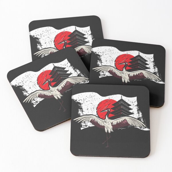 Item preview, Japanese Crane with Japan Flag and japanese temple designed and sold by figouraArtstic.