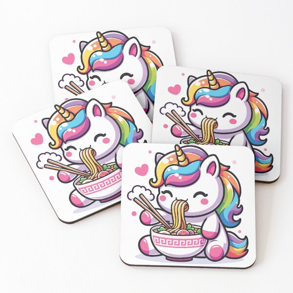 Item preview, A kawaii unicorn eating a bowl of ramen designed and sold by ColorDesign38.