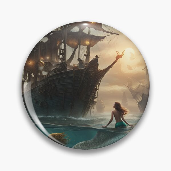 Item preview, A Mermaid Surrounded By Pirate Ships At Sea designed and sold by MoriFantasy.