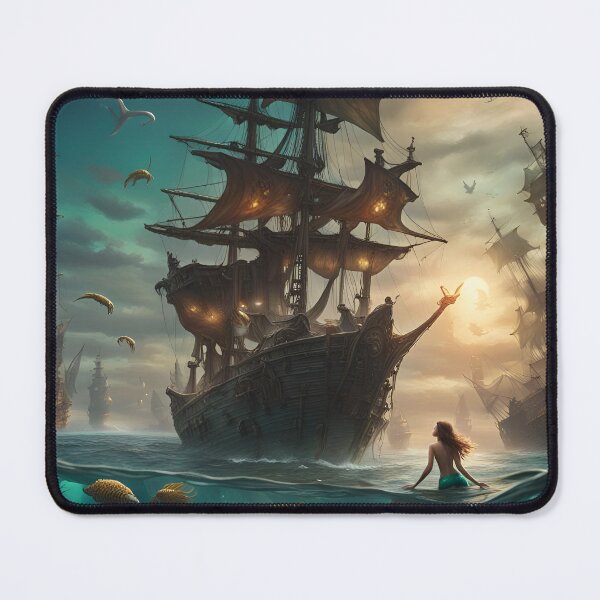 Item preview, A Mermaid Surrounded By Pirate Ships At Sea designed and sold by MoriFantasy.