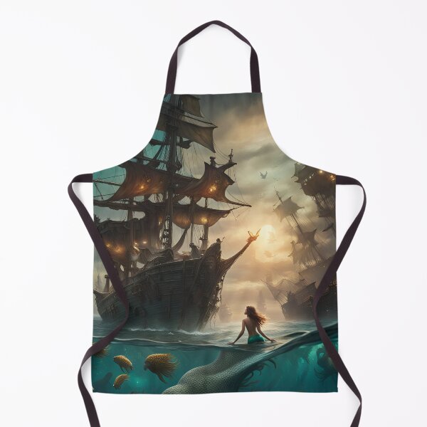 Item preview, A Mermaid Surrounded By Pirate Ships At Sea designed and sold by MoriFantasy.