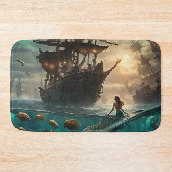 Item preview, A Mermaid Surrounded By Pirate Ships At Sea designed and sold by MoriFantasy.