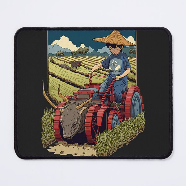 Item preview, Anime Farmer Oxen Plowing Plow Ox Farm Japanese Auracore 21 designed and sold by figouraArtstic.