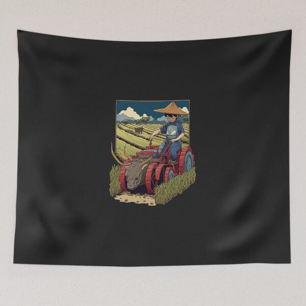 Item preview, Anime Farmer Oxen Plowing Plow Ox Farm Japanese Auracore 21 designed and sold by figouraArtstic.