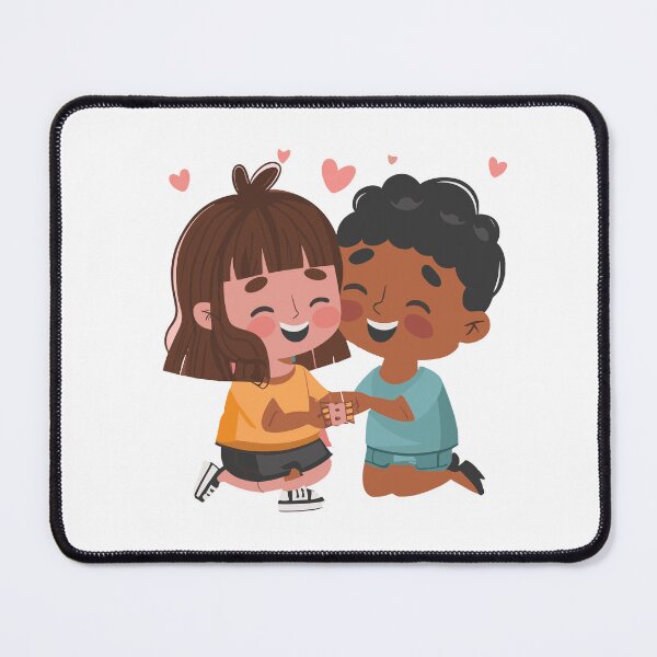 Item preview, Just Us: Cute Kids Holding Hands with Hearts Illustration designed and sold by HahaHandlesHub.