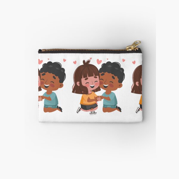 Item preview, Just Us: Cute Kids Holding Hands with Hearts Illustration designed and sold by HahaHandlesHub.