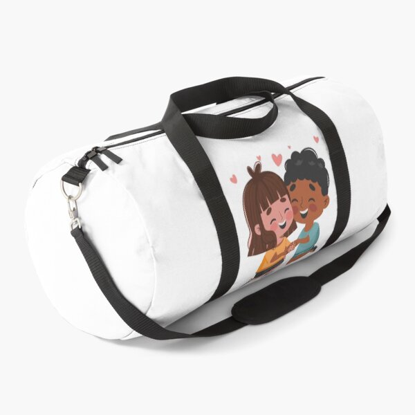 Item preview, Just Us: Cute Kids Holding Hands with Hearts Illustration designed and sold by HahaHandlesHub.