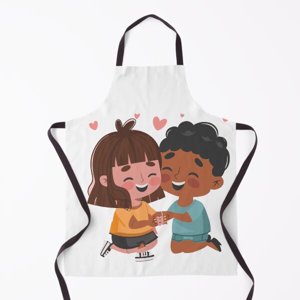 Item preview, Just Us: Cute Kids Holding Hands with Hearts Illustration designed and sold by HahaHandlesHub.