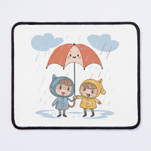 Item preview, Just Us: Cute Boy and Girl with Umbrella in Rain Illustration designed and sold by HahaHandlesHub.
