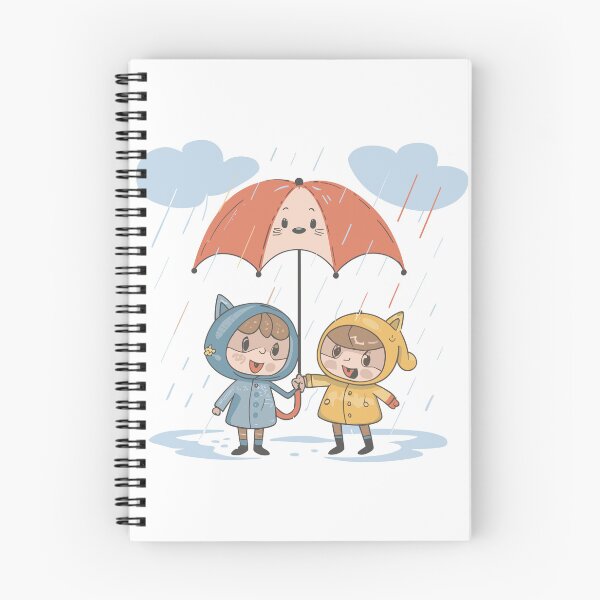 Item preview, Just Us: Cute Boy and Girl with Umbrella in Rain Illustration designed and sold by HahaHandlesHub.