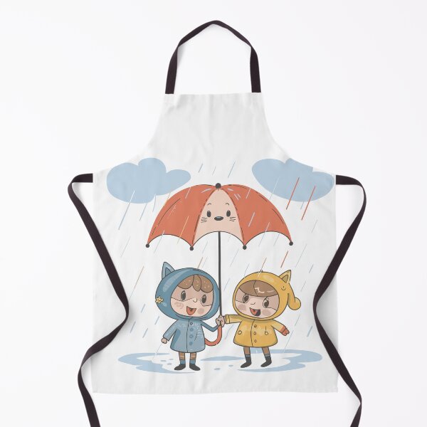 Item preview, Just Us: Cute Boy and Girl with Umbrella in Rain Illustration designed and sold by HahaHandlesHub.