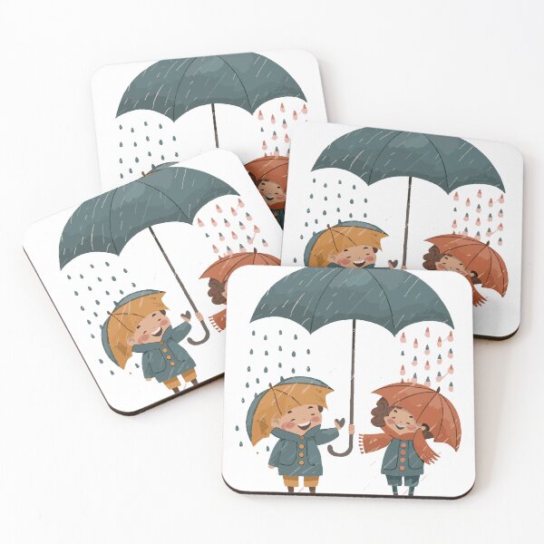 Item preview, Just Us: Cute Couple Boy and Girl Illustration with Umbrella in Rain designed and sold by HahaHandlesHub.