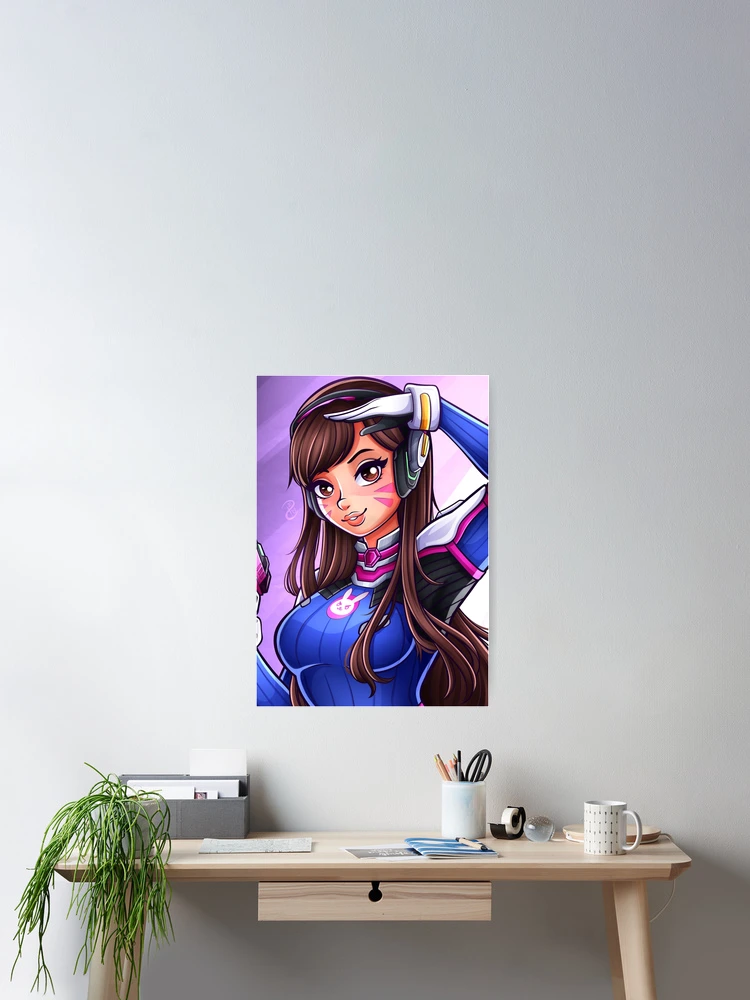 D.Va wall art, Gamer print, Overwatch print, Girl wall decor, Game wall art, DVa canvas, Home Office decor, Gift for Geek, popular Fanart print