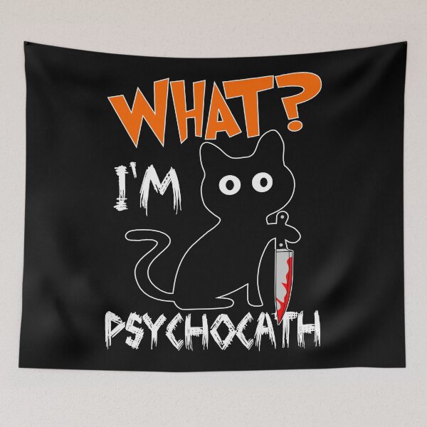 Item preview, Cat What? Knife Wielding Murderous Black Cat (dark background) designed and sold by Groenendijk.