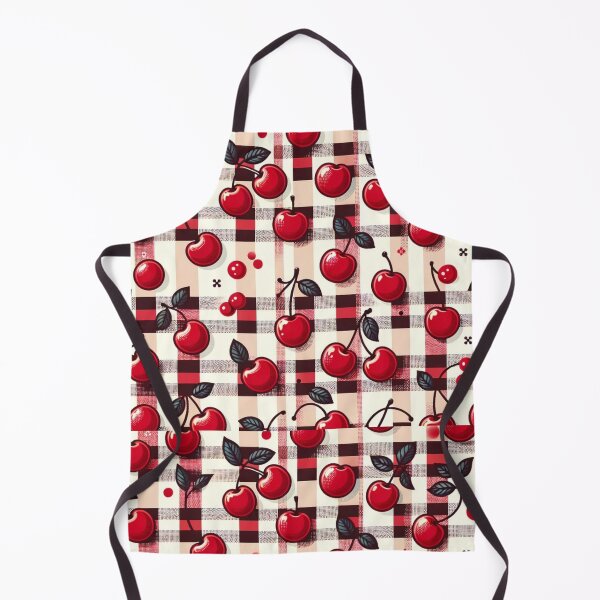 Artikelvorschau, Retro-Kirsch-Gingham-Druck – Vintage-Fruchtkunst entworfen und verkauft von mymagicstoreus.
