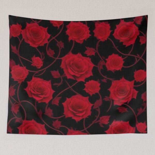Aperçu de l'œuvre Roses rouges gothiques avec vignes créée et vendue par TheDarkWardrobe.