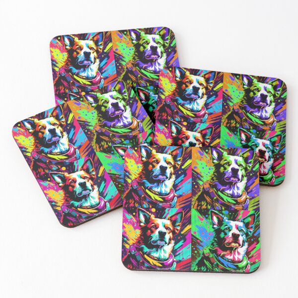Item preview, Dog in pop art, in the style of vintage poster design, intense expressions, pop art color explosions, silkscreen, vintage sci-fi, eye-catching designed and sold by Crobin1961.