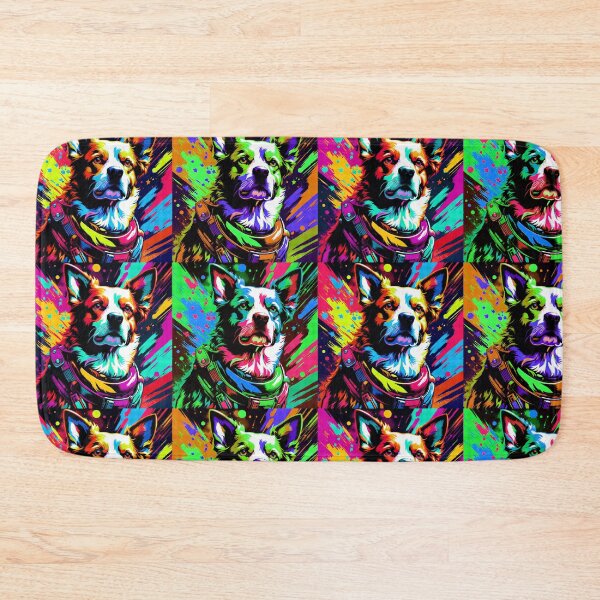 Item preview, Dog in pop art, in the style of vintage poster design, intense expressions, pop art color explosions, silkscreen, vintage sci-fi, eye-catching designed and sold by Crobin1961.