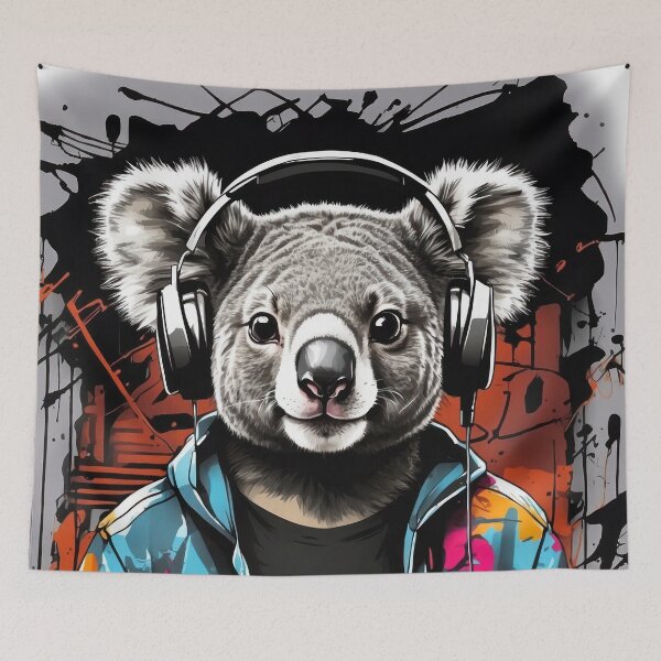 Item preview, Koala and headphones III designed and sold by BelowHorizon.