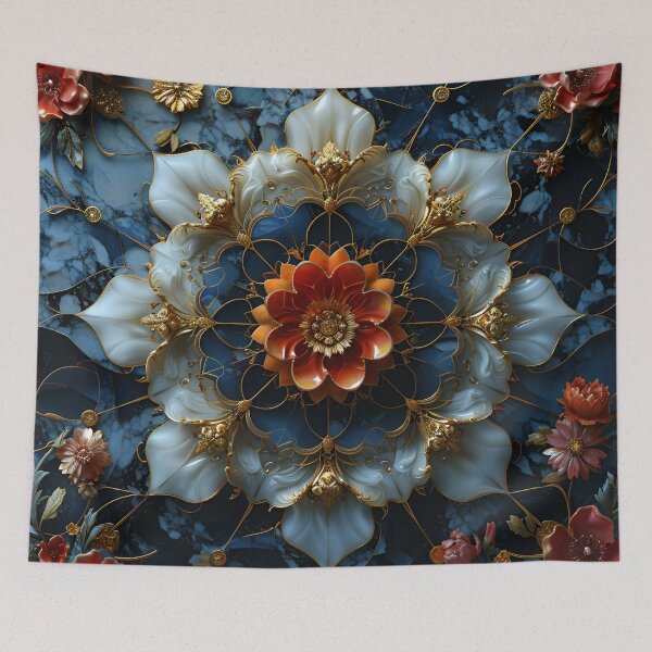Item preview, Baroque Blossoms on Blue designed and sold by APARTAI EU.