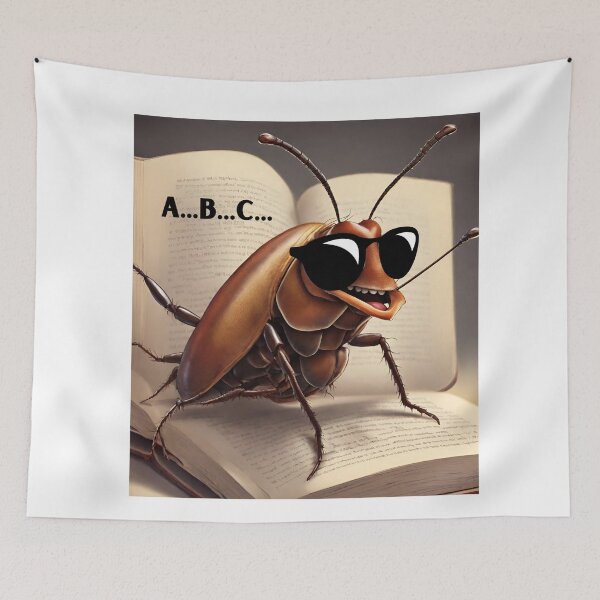 Item preview, cockroach with glasses reading a book designed and sold by LYDIA0304.