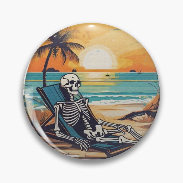 Item preview, Skeleton Sunbathing on a Tropical Beach designed and sold by DakotaInspired.