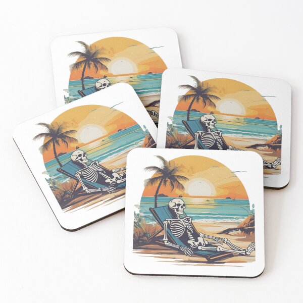 Item preview, Skeleton Sunbathing on a Tropical Beach designed and sold by DakotaInspired.