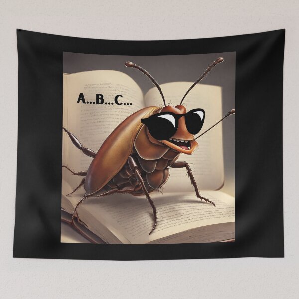 Item preview, cockroach with glasses reading a book designed and sold by LYDIA0304.